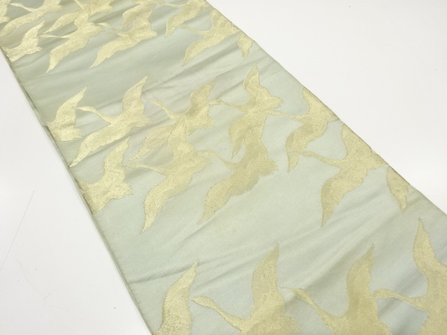 JAPANESE KIMONO / ANTIQUE FUKURO OBI / SILK / WOVEN CRANES